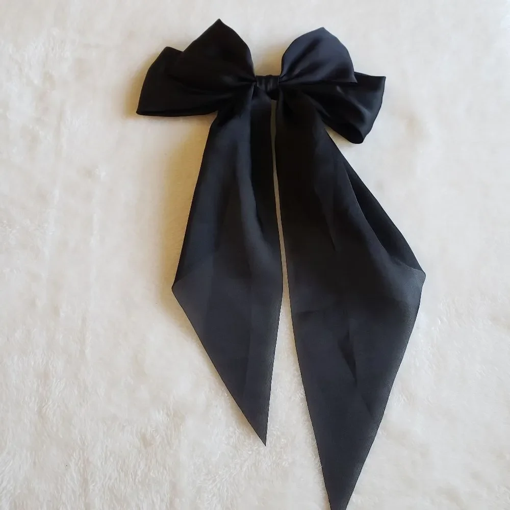 Elegant Black Hair Bow Barrette